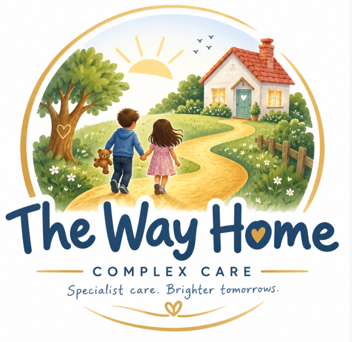 The Way Home Complex Care illustration showing two children walking towards home